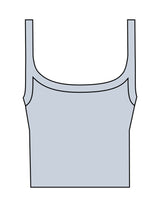 The Micro Rib Strappy Crop Tank - Baby Blue - Golden Hour - Center Chest - Printed - White
