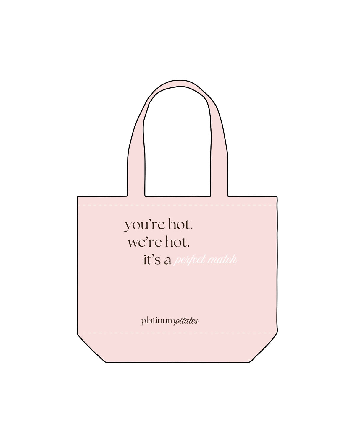 The Tote Bag - Light Pink - Platinum Pilates - Full Front - Printed - Full Color