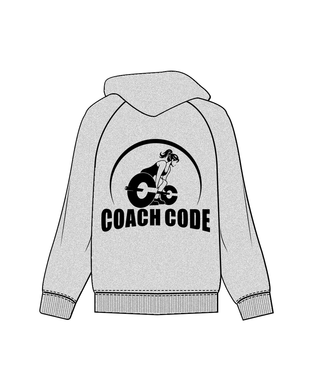 The Mens Zip Hoodie - Heather - Coach Code - Left Chest & Back Center - Black