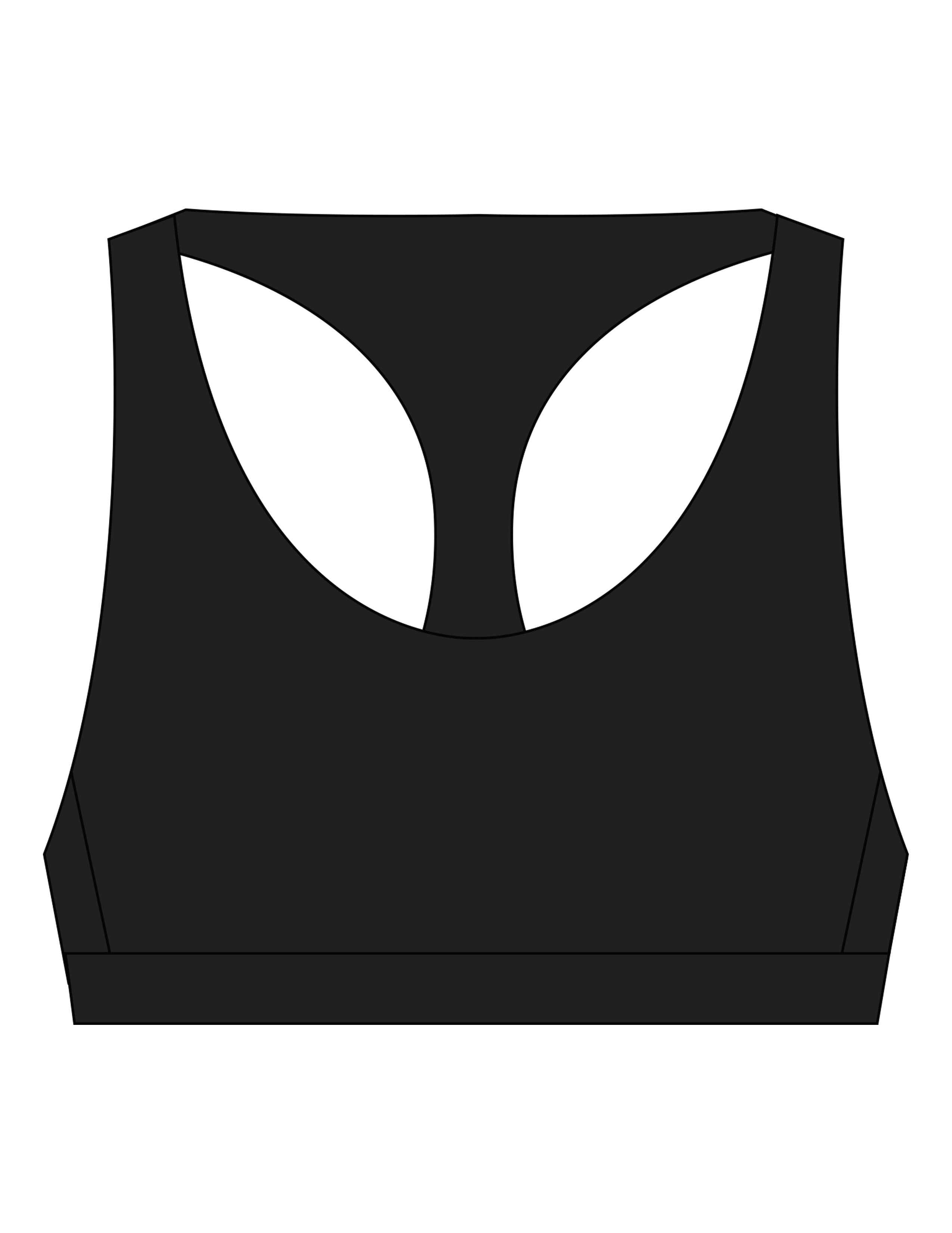 The Racer Bra - Black - The Refinery Fitness Studio - Center Back - Printed - White