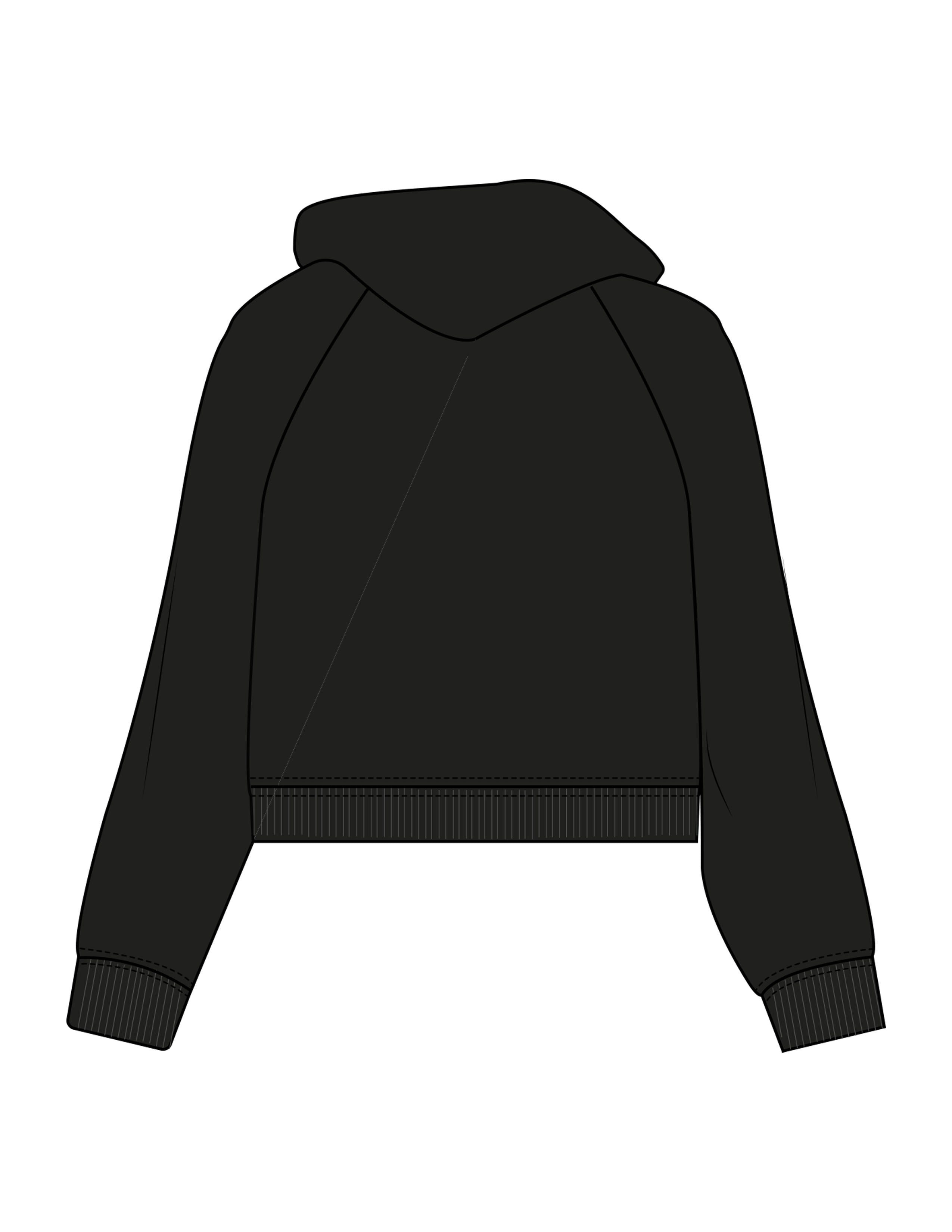 The Womens Crop Hoodie - Black - OCWC - Center Chest Stacked - Printed - White