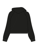 The Womens Crop Hoodie - Black - OCWC - Center Chest Stacked - Printed - White