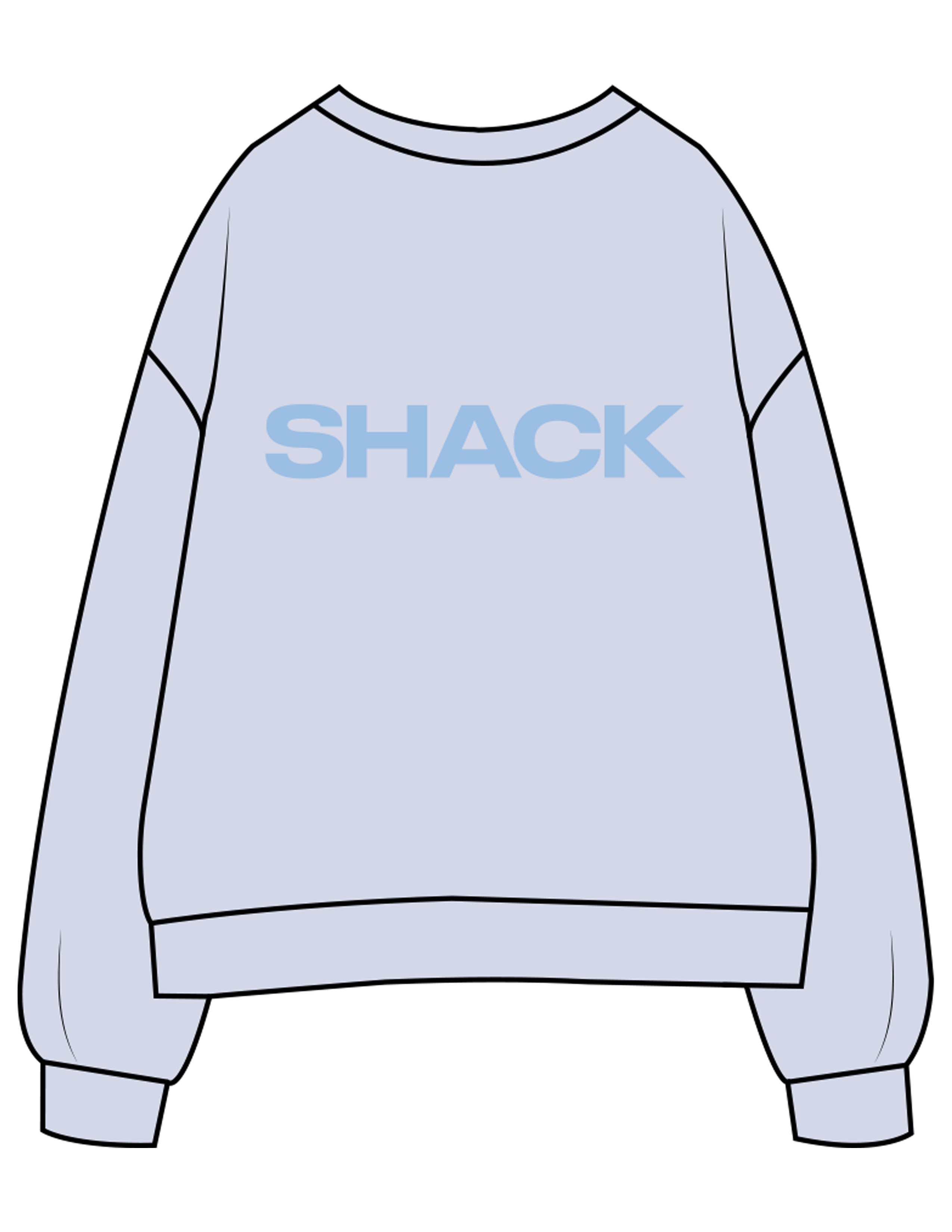 The Womens Crewneck - Powder - Sweatshack - Center Chest & Center Back - Printed - Blue