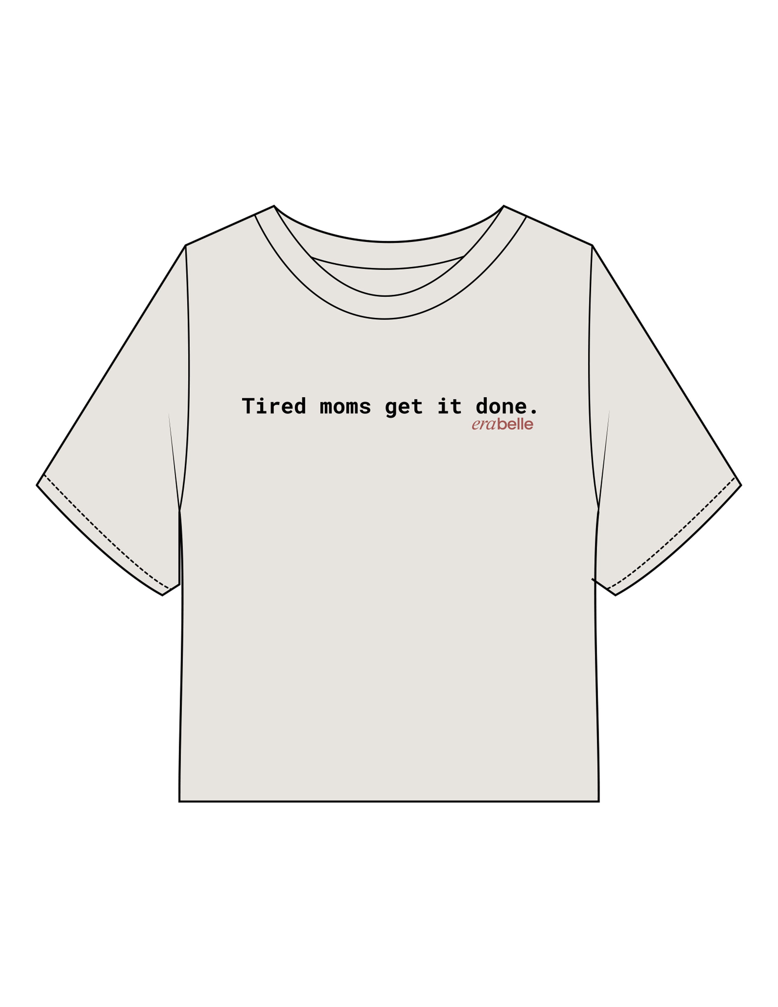 The Heavyweight Crop Tee - Washed Bone - Erabelle - Center Chest Stacked - Printed - Full Color