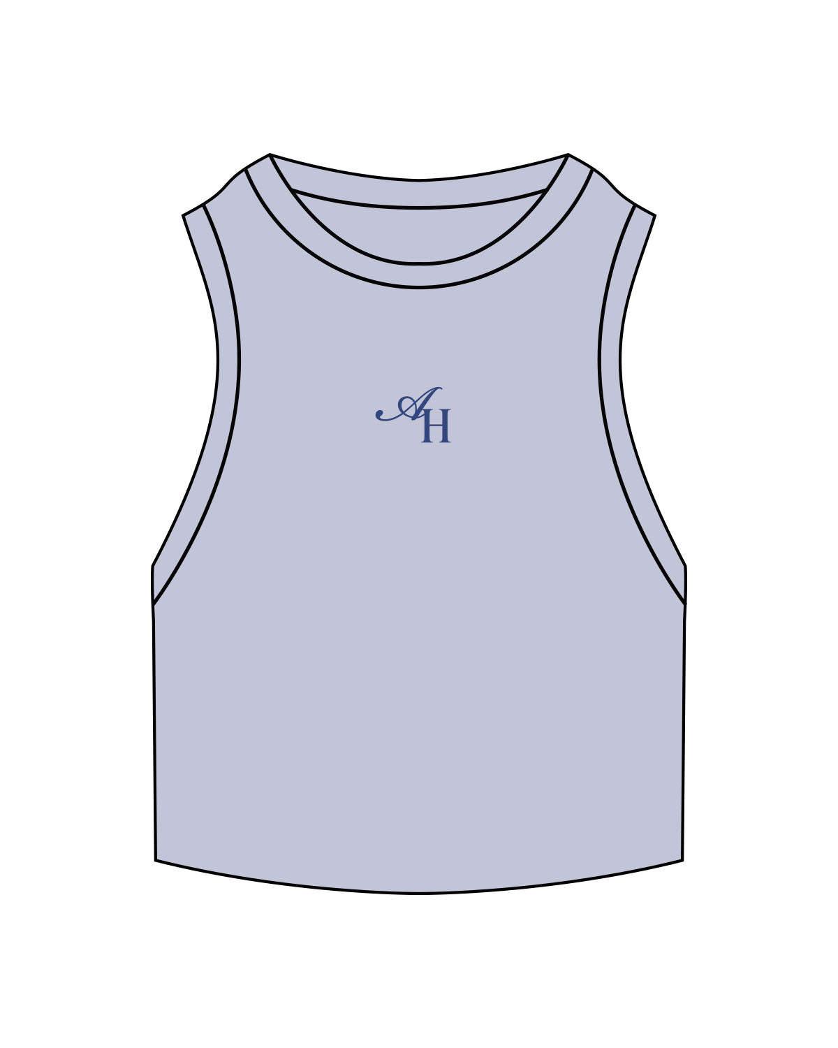 The Ribbed Crop Tank - Powder - Activate House - Center Chest - Embroidered - Blue Denim