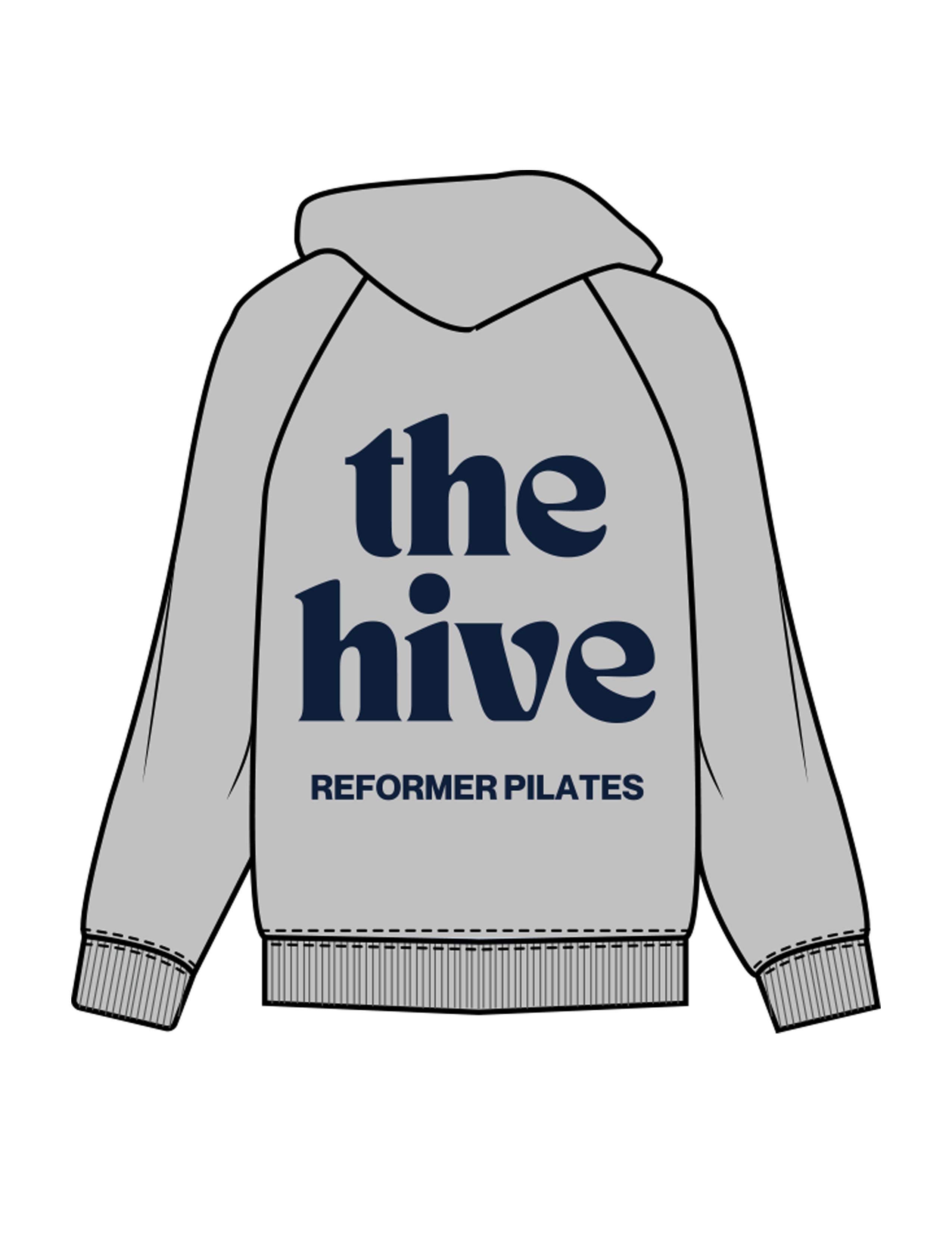 The Mens Hoodie - Heather - The Hive - Left Chest & Back Stacked - Printed - Navy