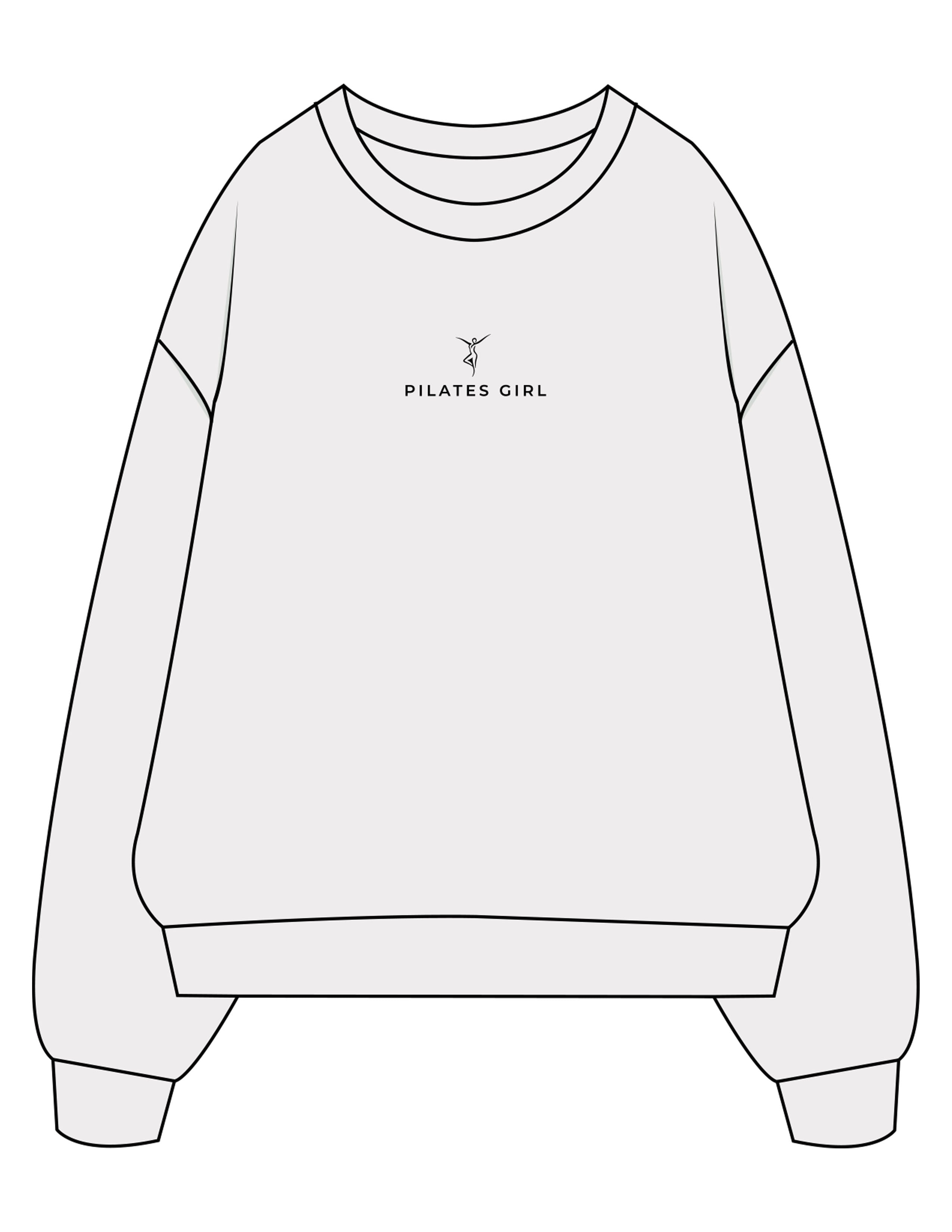 The Midweight Unisex Crewneck - Washed White - Movement Pilates Buffalo - Center Chest Stacked - EMB - Black
