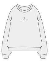The Midweight Unisex Crewneck - Washed White - Movement Pilates Buffalo - Center Chest Stacked - EMB - Black