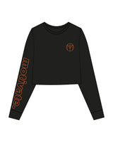 The Crop Long Sleeve - Black - Motivate Movement - Left Chest & Right Sleeve - Printed - Orange
