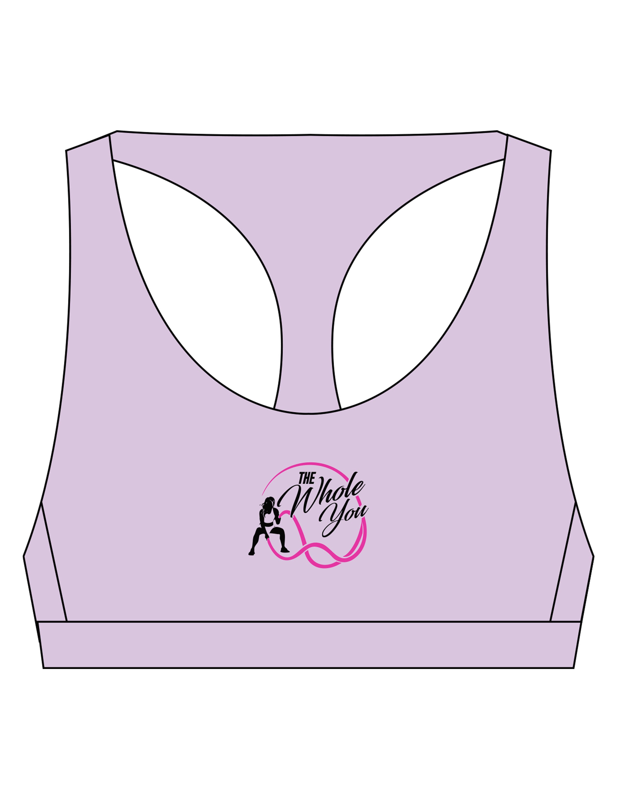 The Racer Bra - Lavender - The Whole You Wellness - Center Chest - Printed - Full Color