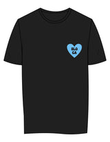 The Womens Tee - Black - Powerhouse Fitness - Left Chest Heart & Back Stacked - Printed - Blue