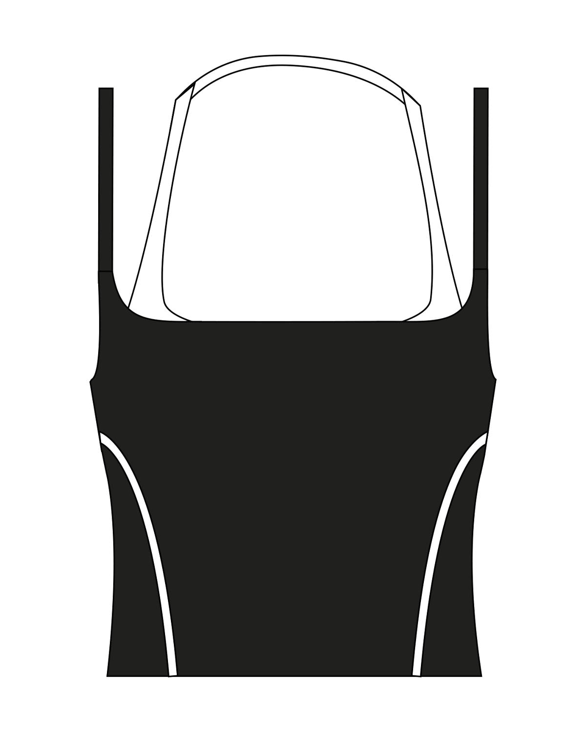 The Piped Tank - Black - MAT - Center Back - Printed - White