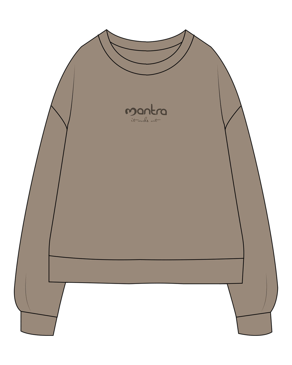 The Recycled Unisex Crewneck - Brown - Mantra - Center Chest Stacked - Embroidered - Tone on Tone