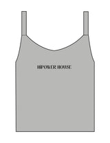 The Micro Rib Strappy Crop Tank - Heather - Hi Power - Center Chest - Printed - Black