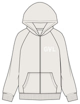 The Mens Heavyweight Zip Hoodie - Bone - SOUL YOGA - Left Chest "GVL" - Printed - White