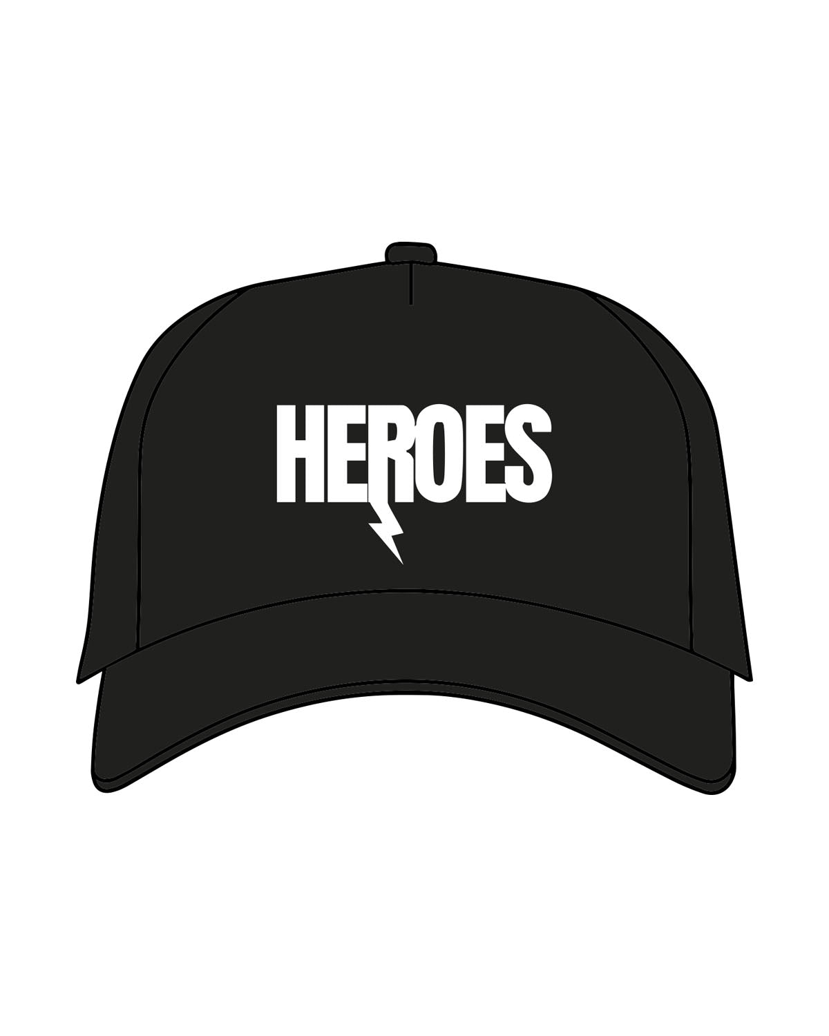 The Trucker Hat - Black - Heroes Fitness - Center Crown - Embroidered - White