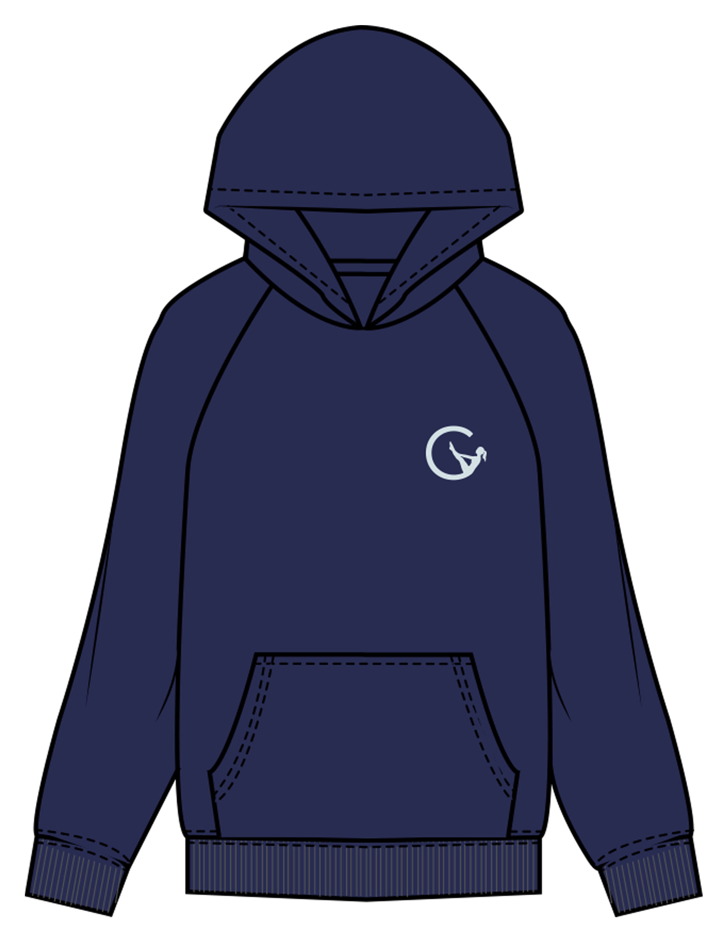 The Mens Hoodie - Cobalt - Movement With Chels - Left Chest & Bottom Back - Printed - Light Blue