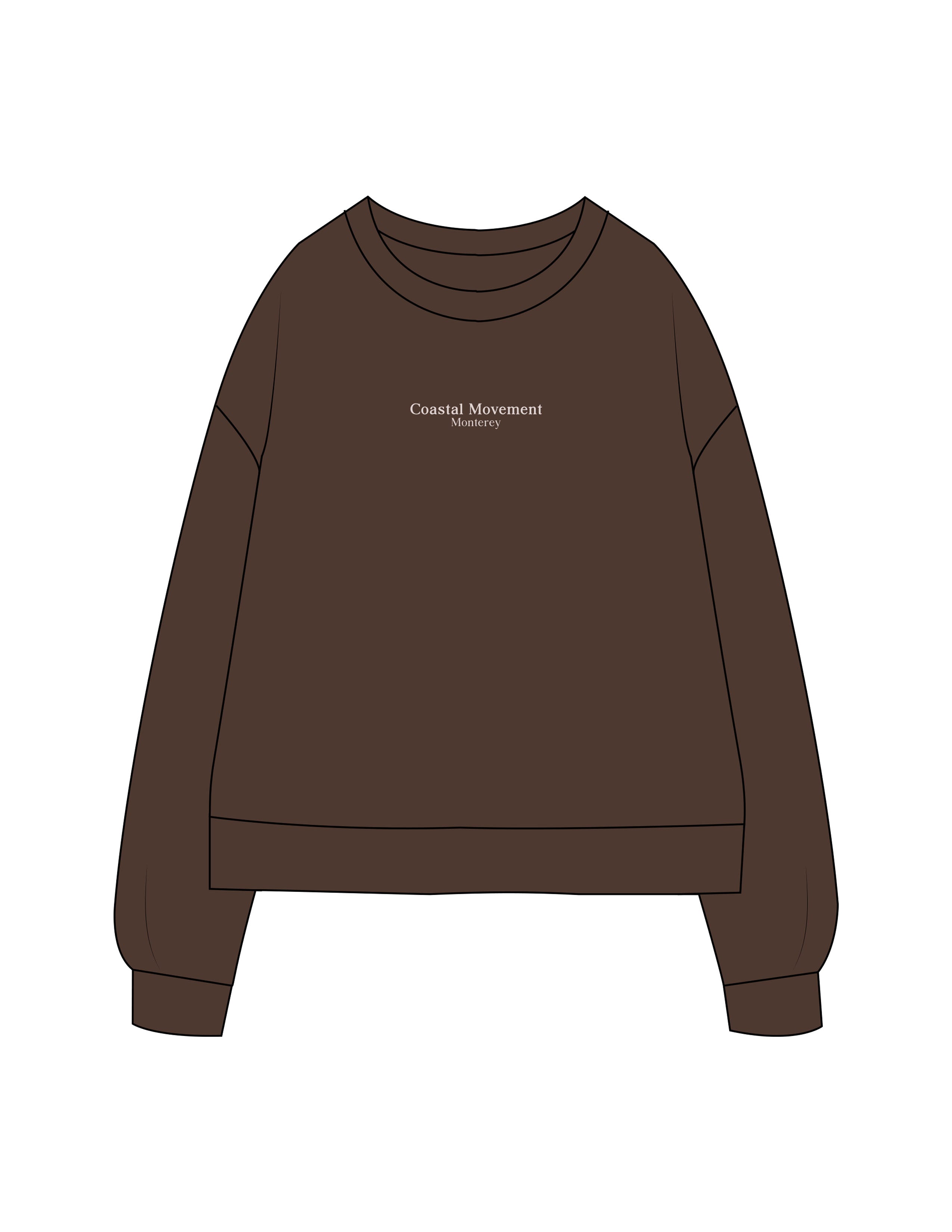 The Recycled Unisex Crewneck - Brown - Coastal Movement - Center Chest Stacked - Embroidered - Beige