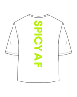 The Oversized Crop Tee - White - The Body Refinery - Left Chest Stacked & Center Back Vertical - Neon Green