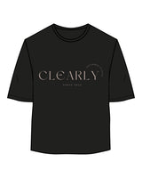 The Oversized Crop Tee - Black - Clearly Pilates - Center Chest "Clearly Since 2022" - Bone