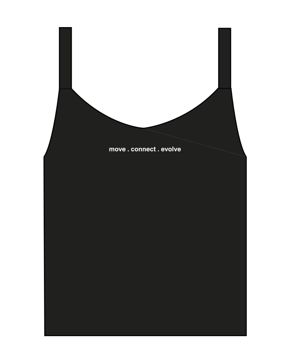 The Micro Rib Strappy Crop Tank - Black - Core Cycle - Center Chest & Back Center Neckline - Printed - White
