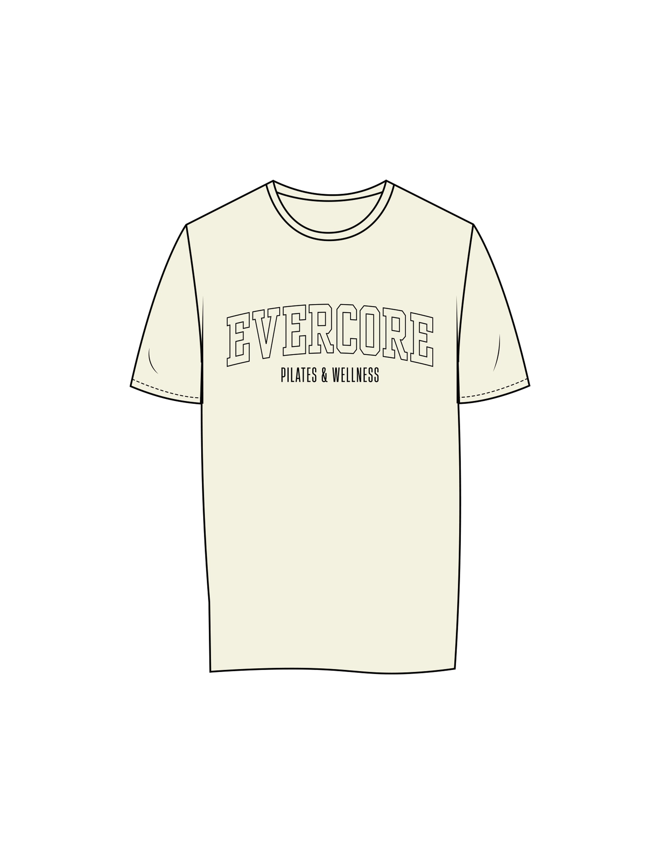 The Womens Tee - Butter - EVERCORE - Center Chest Stacked - Printed - Black
