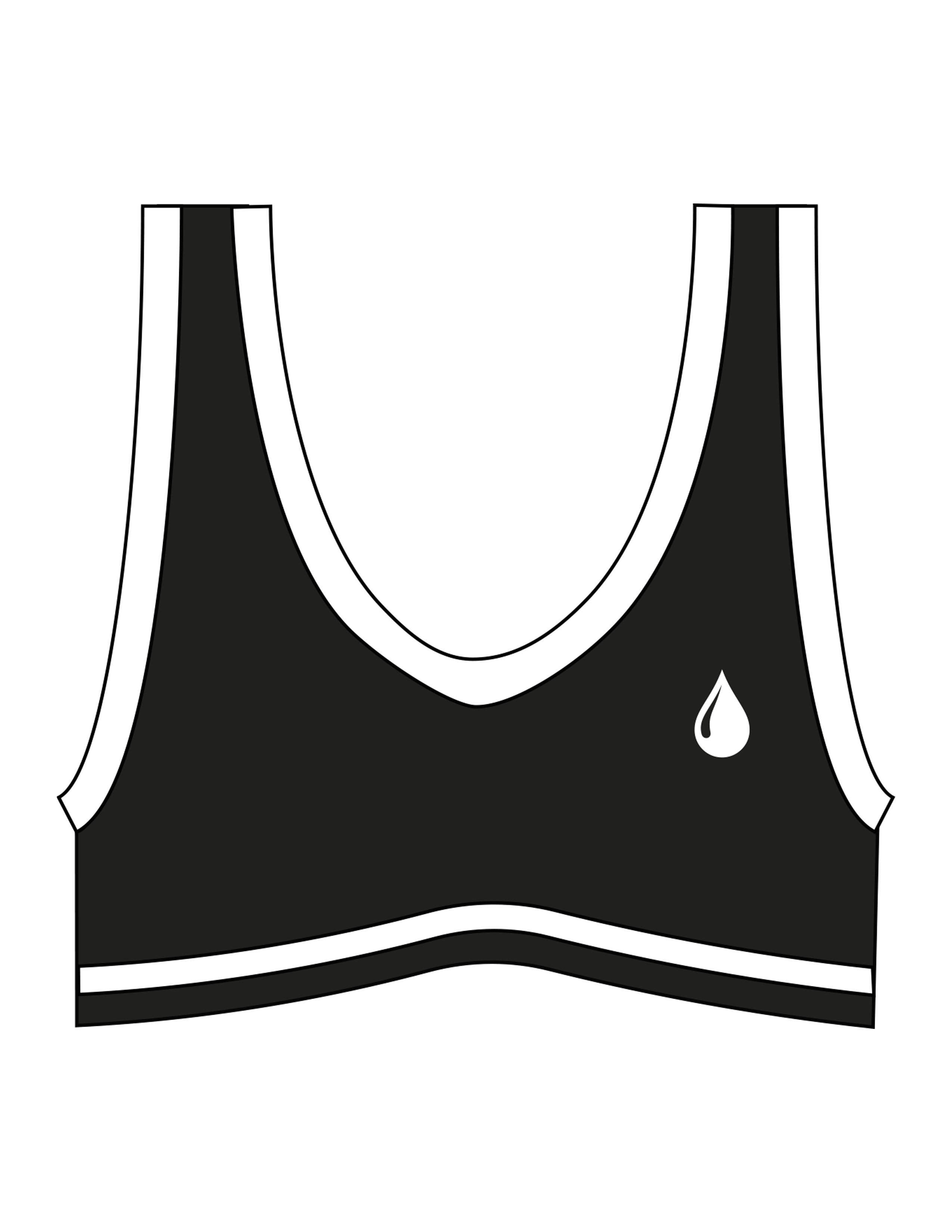 The Piped Bra - Black - Saltvault Instructor - Left Chest & Center Back - Printed - White