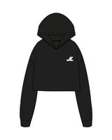 The Crop Terry Hoodie - Black - JL Marketing - Left Chest - Printed - White