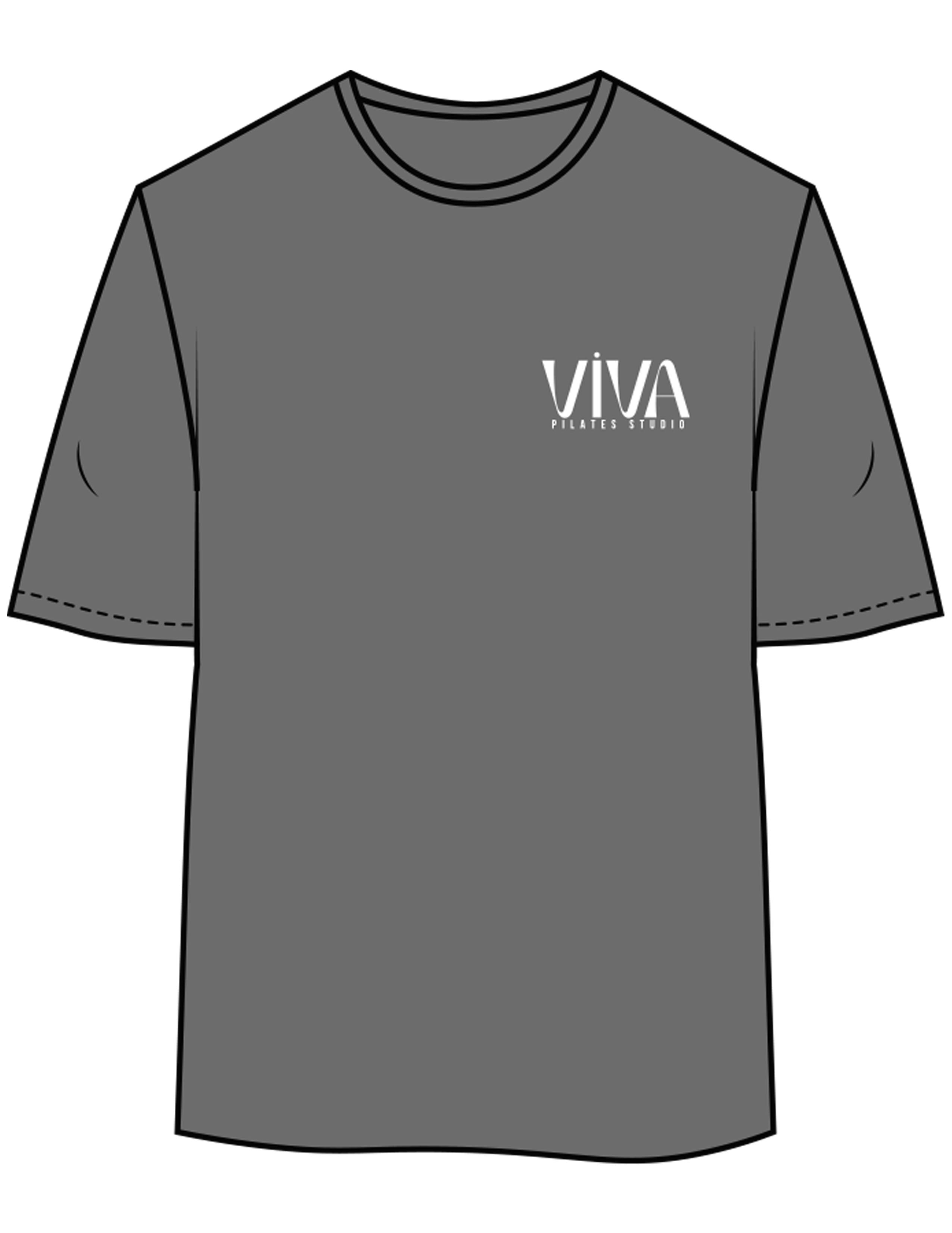 The Womens Oversized Tee - Shadow - Viva Pilates - Left Chest Stacked - Printed - White