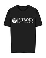 The Womens Tee - Black - Krista - Center Chest Stacked & Back Center - White