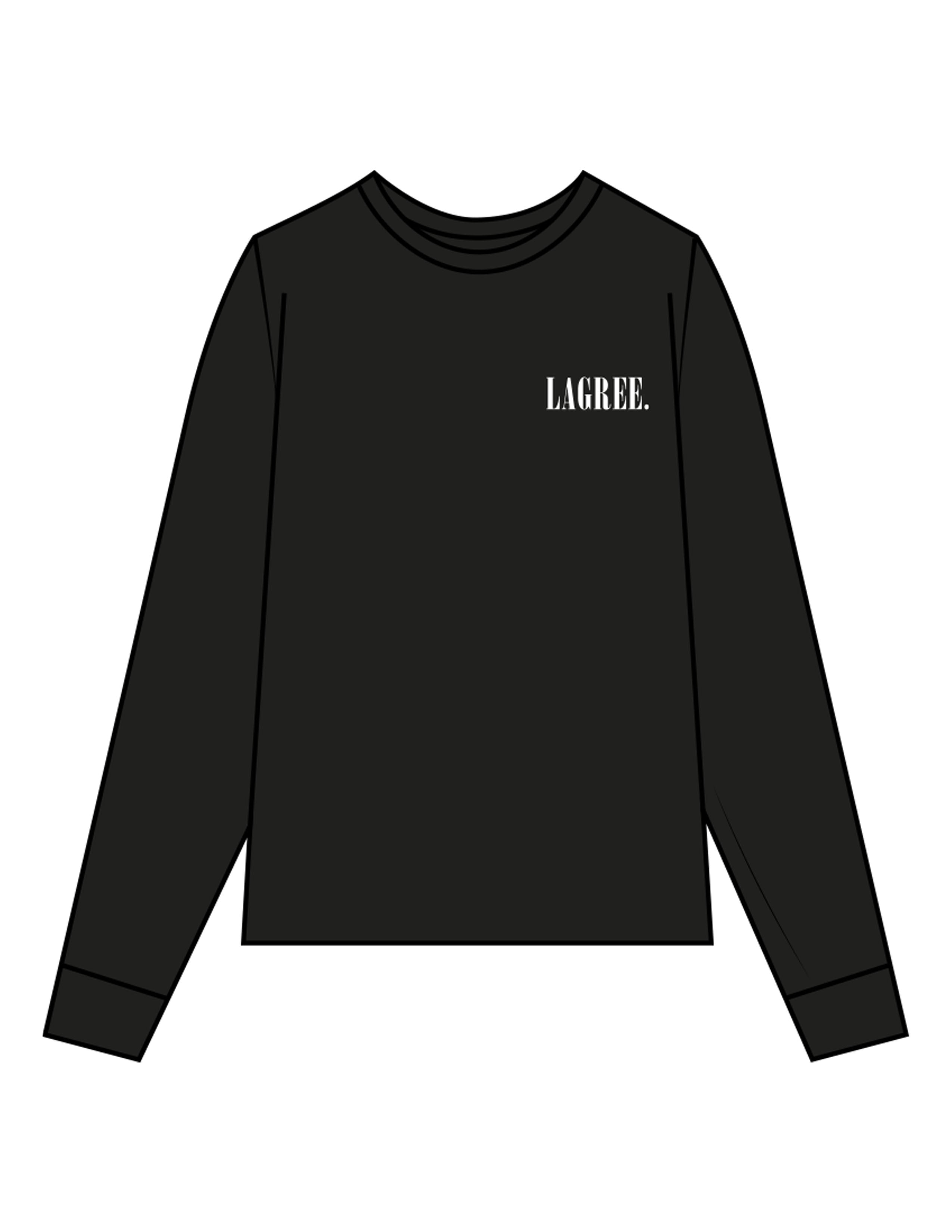 THE MENS HEAVYWEIGHT LONG SLEEVE - Black - Studio 205 - Left Chest "LAGREE" & Back Neckline - Printed - White