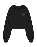 The Womens Crop Crewneck - Black - SD Mom Walks - Left Chest & Back Center " ORANGE COUNTY " - Printed - White