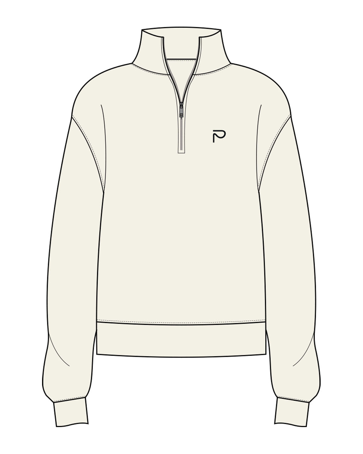 The Womens 1/4 Zip - Off White - Primarie Pilates - Left Chest & Upper Back Stacked - Embroidered - Black
