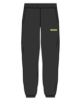The Mens Sweatpants - Washed Black - Sesh Studio - Left Leg - Printed - Neon Green