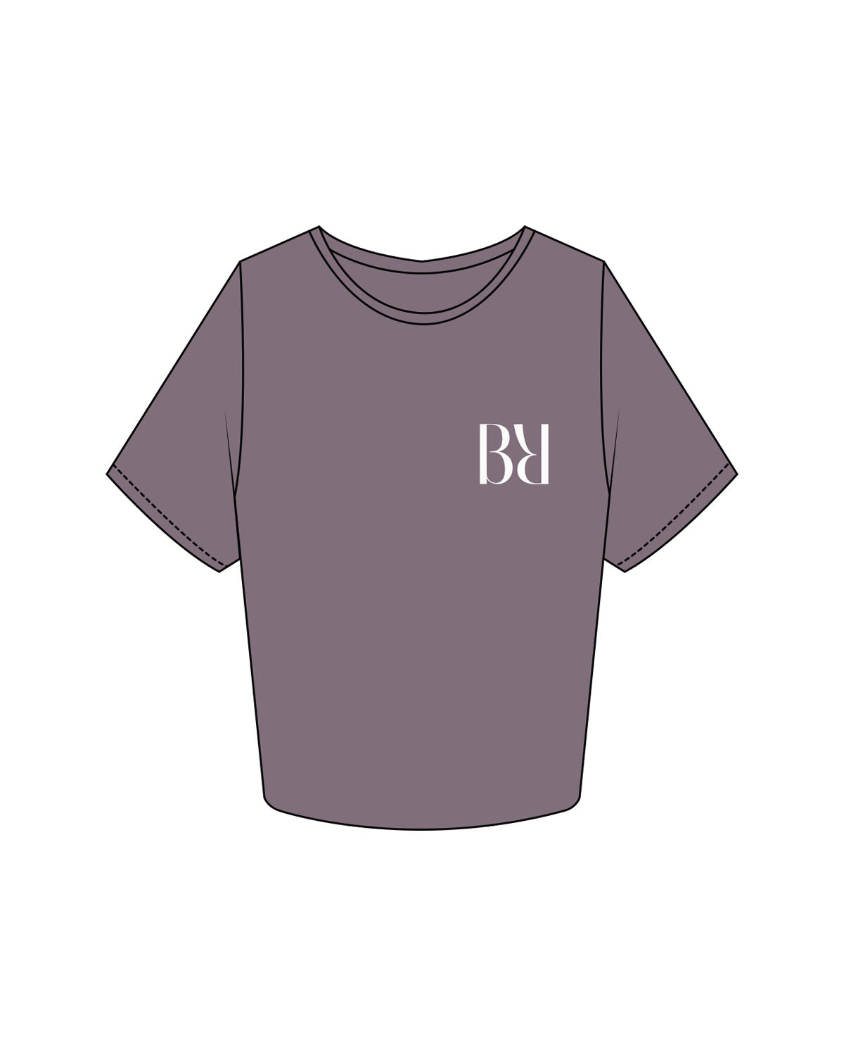 The Crop Tee - Mauve - Barre Ripple - Left Chest - Printed - White