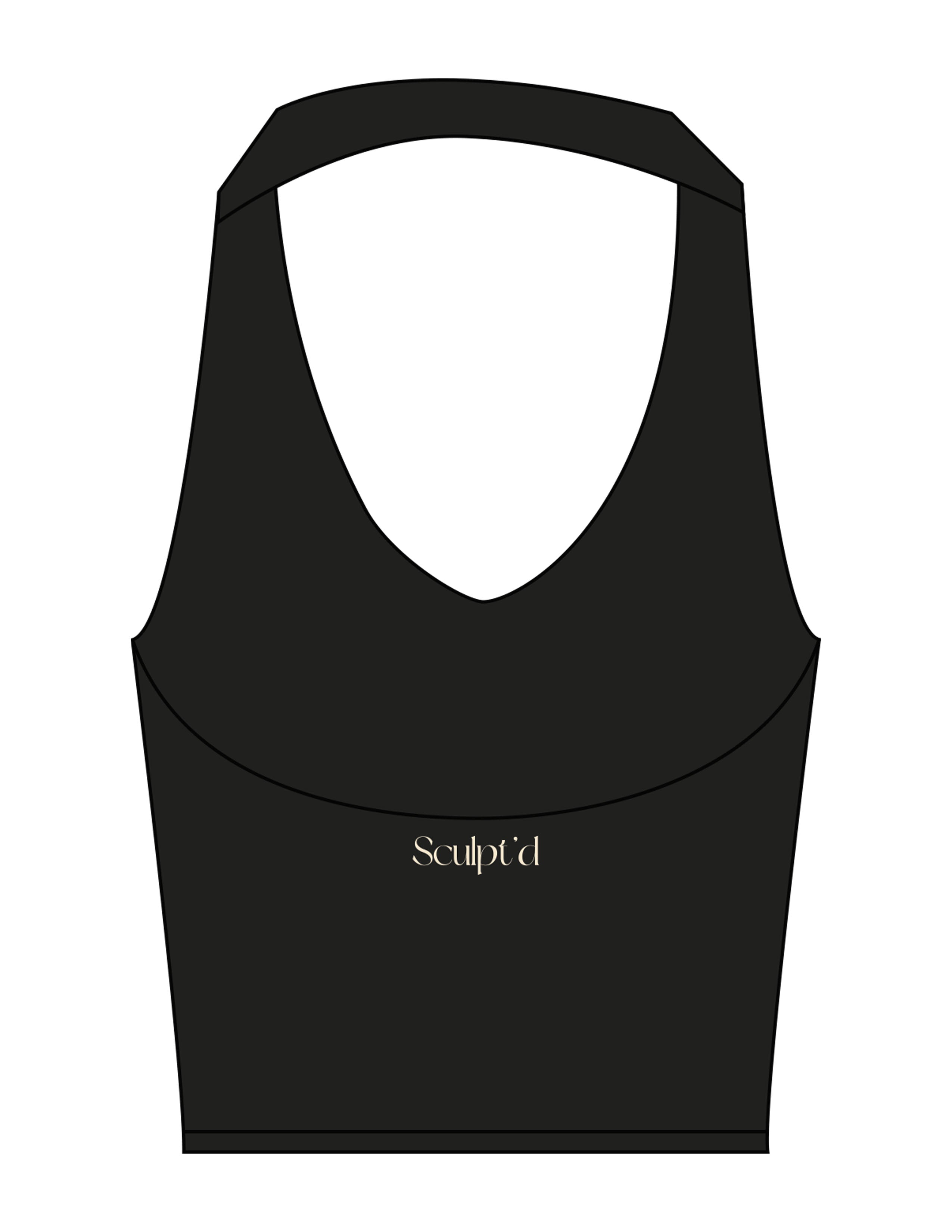 The Halter Tank - Black - Sculpt'd Studios - Center Back - Printed - Cream