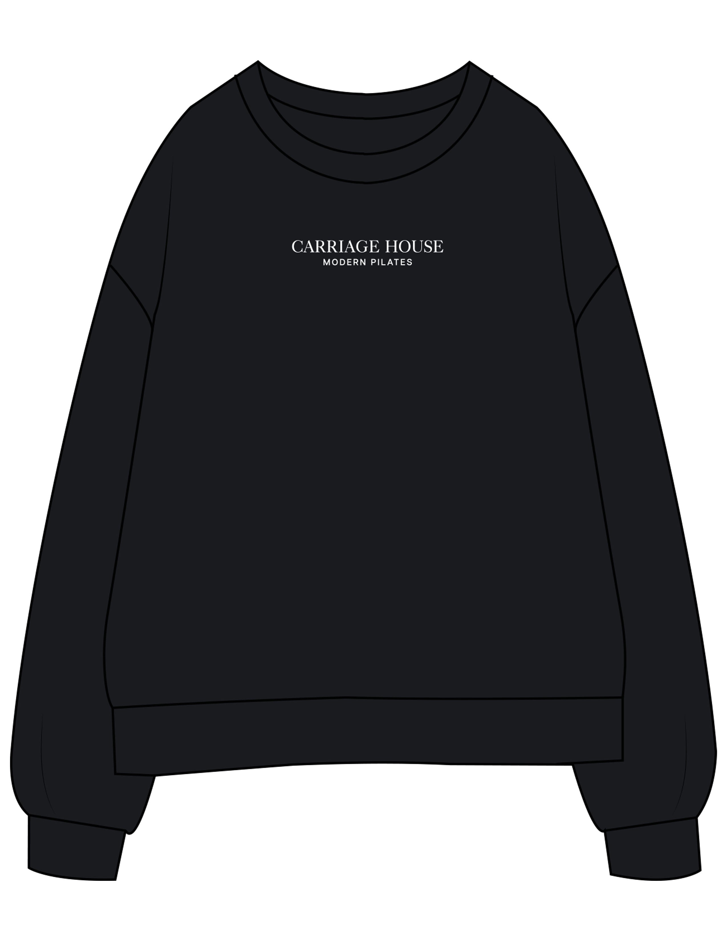 The Mens Classic Crewneck - Navy - Carriage House - Center Chest Stacked - Embroidered - White