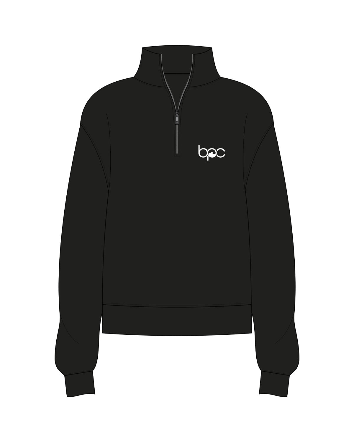 The Womens 1/4 Zip - Black - Baxter Pacific - Printed - White