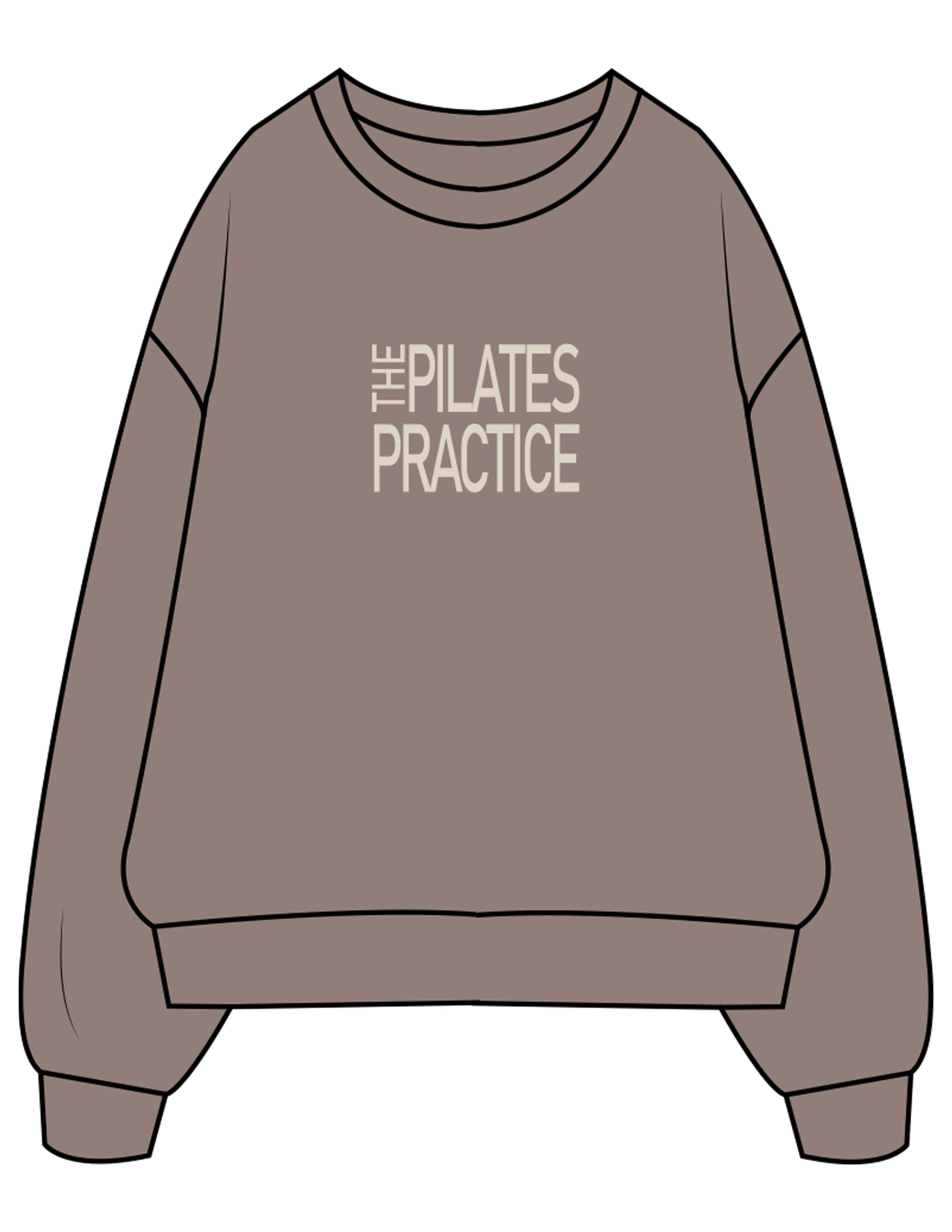 The Mens Crewneck - Washed Gray - Pilates Practice - Center Chest Stacked - Printed - Off White