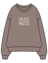 The Mens Crewneck - Washed Gray - Pilates Practice - Center Chest Stacked - Printed - Off White