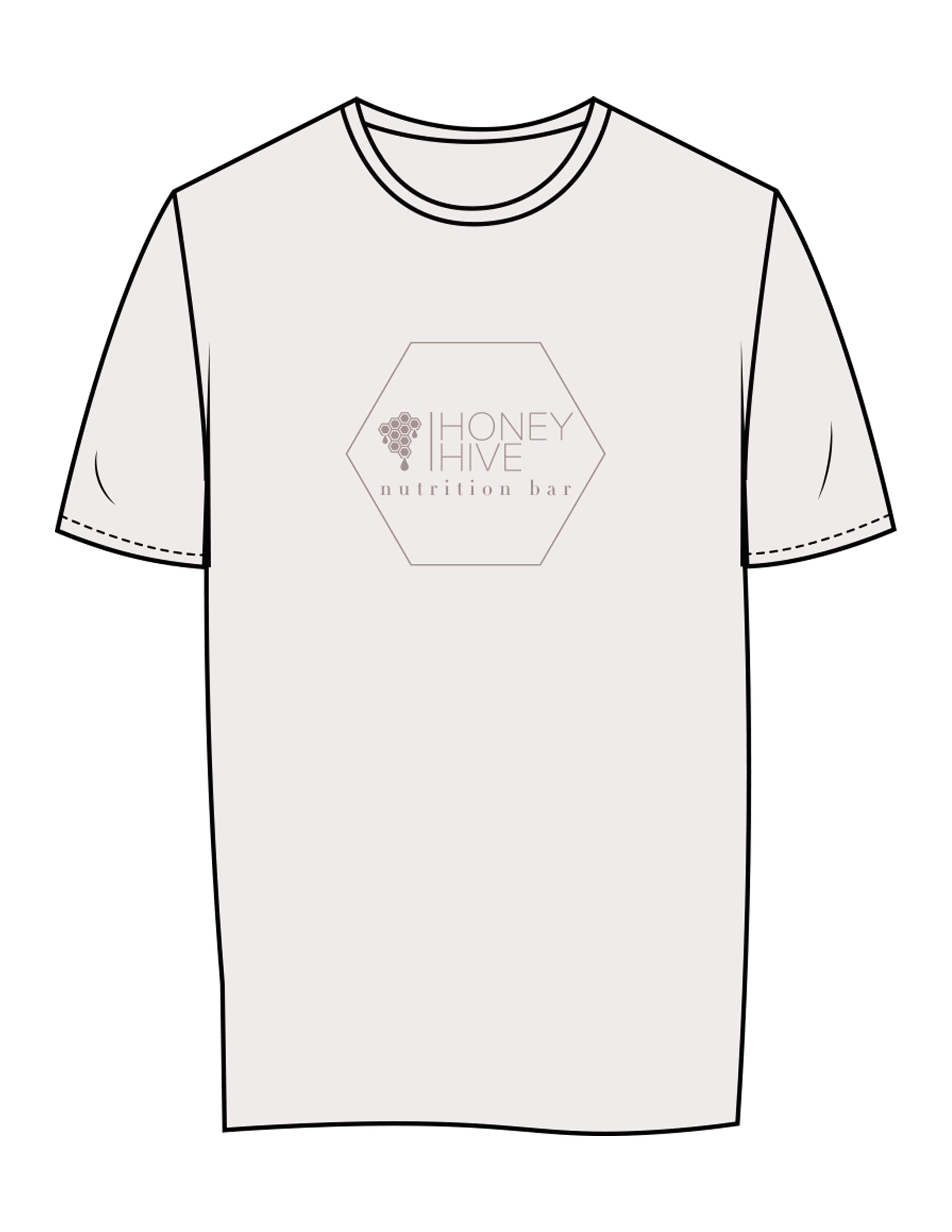 The Womens Tee - Bone - Honey Hive NB - Center Chest Hexagon & Back Stacked - Printed - Dark Bone
