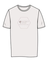 The Womens Tee - Bone - Honey Hive NB - Center Chest Hexagon & Back Stacked - Printed - Dark Bone