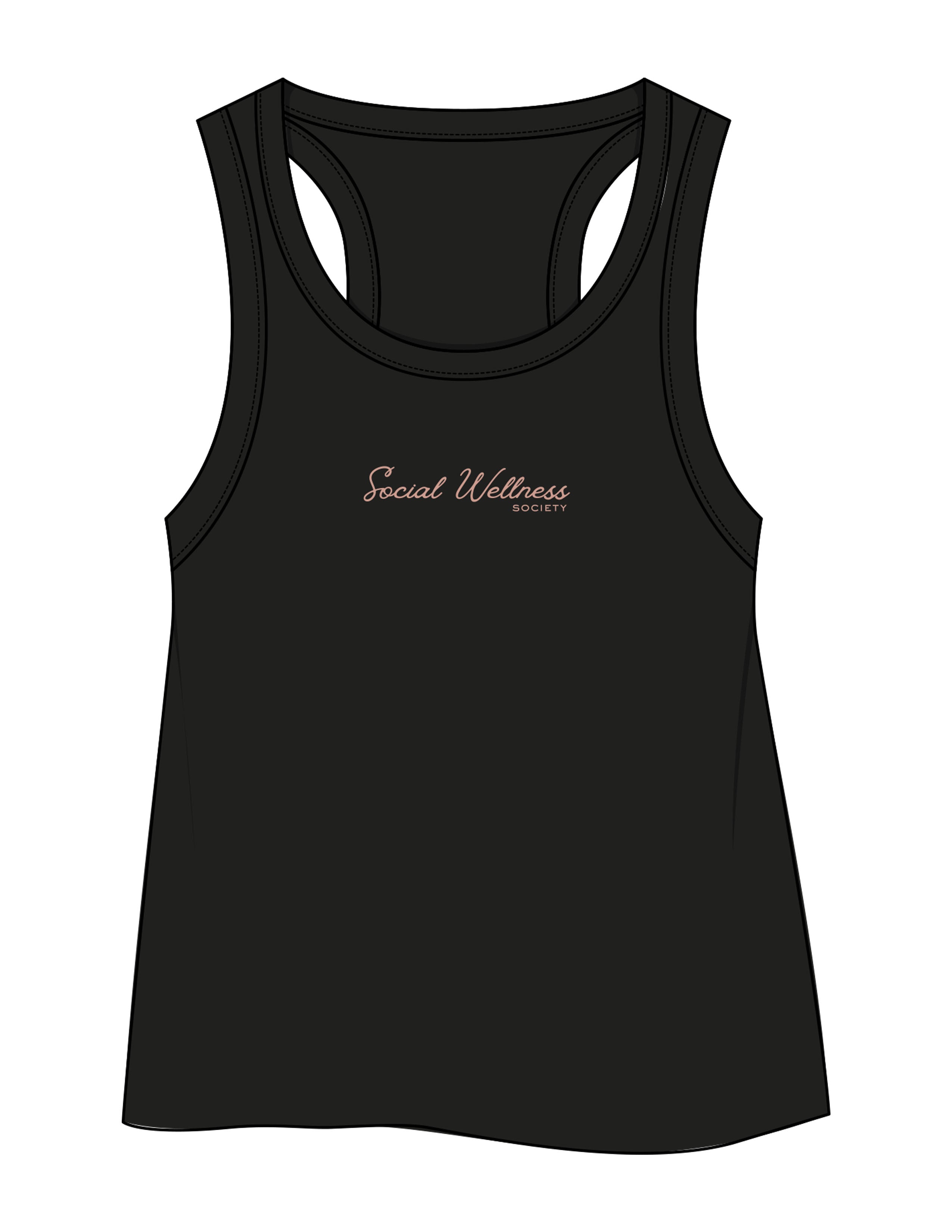 The Crop Tank - Black - SWS - Center Chest Script - Printed - Mauve