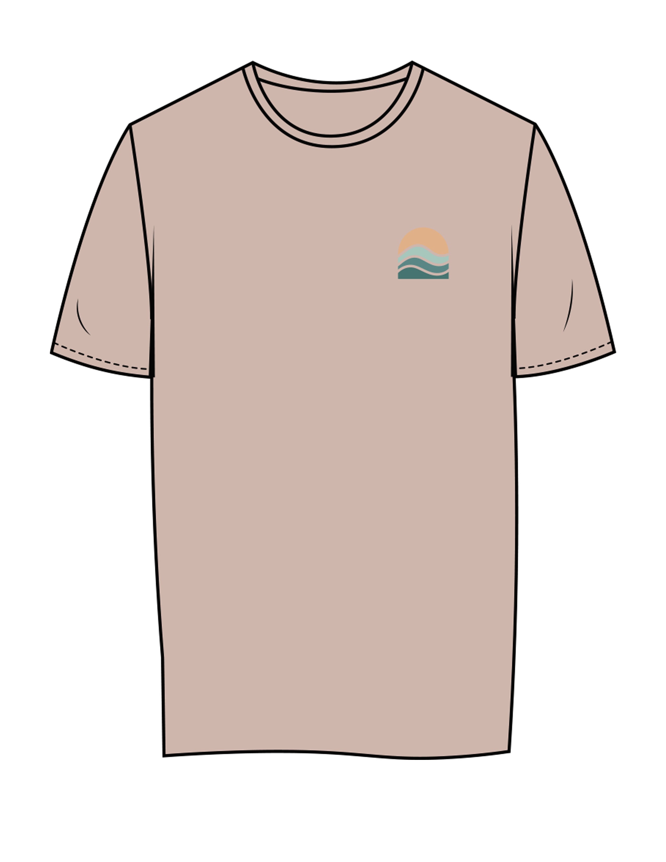 The Womens Tee - Mushroom - The Cove - Left Chest - Back Center Stacked - Printed - Full Color
