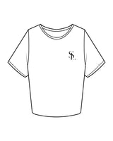 The Crop Tee - White - Soma Lab - Left Chest - Back Stacked - Black Printed