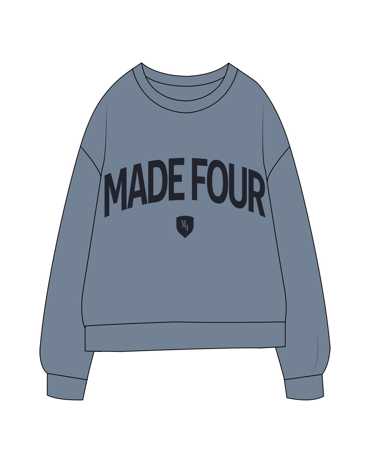 The Midweight Unisex Crewneck - Washed Slate - M4Lagree - Center Chest Arc Stacked - Tone on Tone