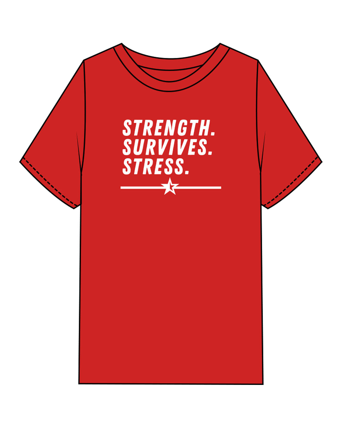 The Mens Heavyweight Tee - Red - Odyssey Performance - Center Chest Stacked - Printed - White