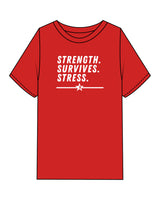 The Mens Heavyweight Tee - Red - Odyssey Performance - Center Chest Stacked - Printed - White