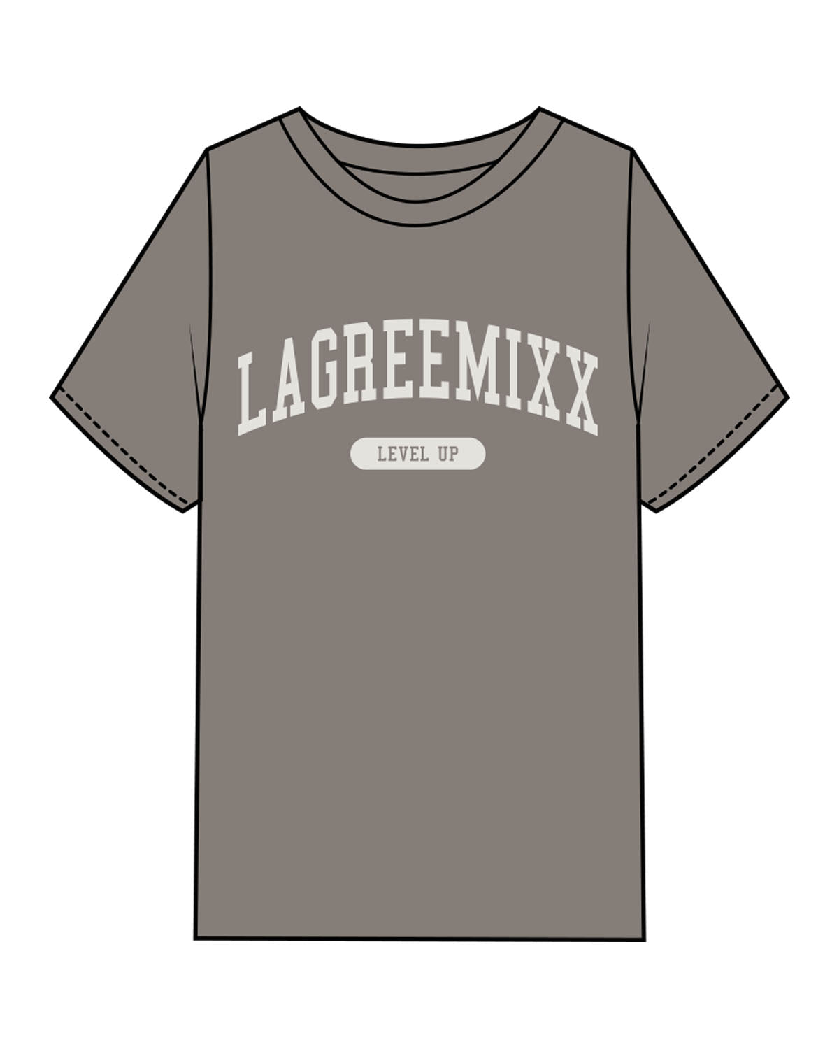 The Mens Heavyweight Tee - Washed Gray - Lagreemixx Retail - Chest Arc Stacked - Back Neckline - Printed - Washed Bone
