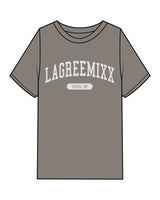 The Mens Heavyweight Tee - Washed Gray - Lagreemixx Retail - Chest Arc Stacked - Back Neckline - Printed - Washed Bone